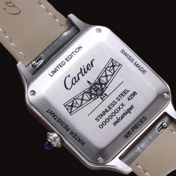 Cartier Dumont Santos Demi Gold mặt trắng dây xám 