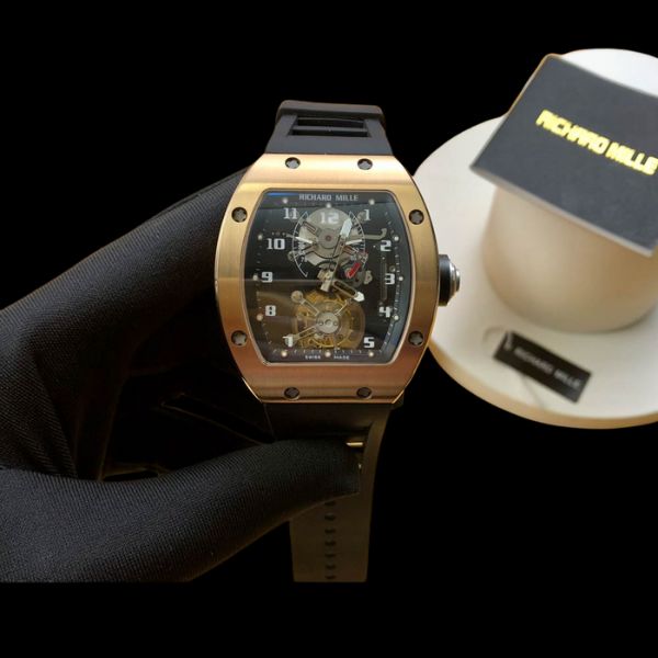 Richard Mille RM001 Tourbillon Vỏ Thép Mạ Vàng Cao Cấp 