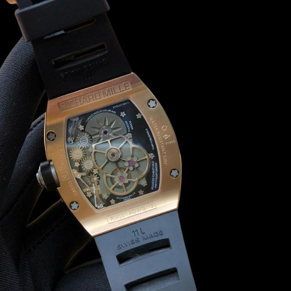 Richard Mille RM001 Tourbillon Vỏ Thép Mạ Vàng Cao Cấp 