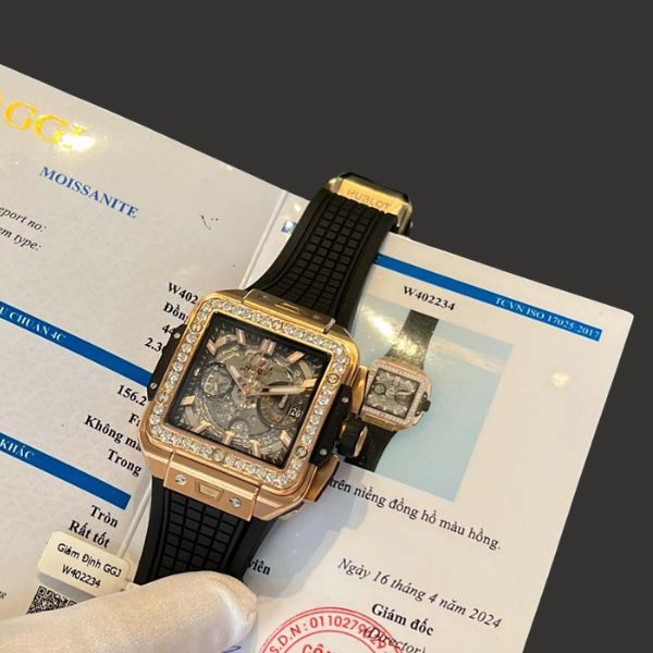 Hublot Square Bang Độ Moisanite Vỏ Vàng 