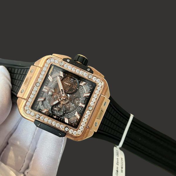 Hublot Square Bang Độ Moisanite Vỏ Vàng 