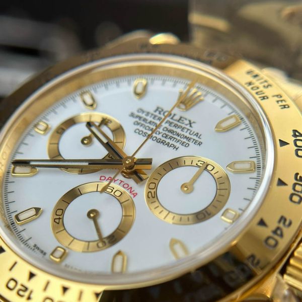 Rolex Daytona Clean Factory Nam Vỏ Vàng Mặt Trắng 40mm 